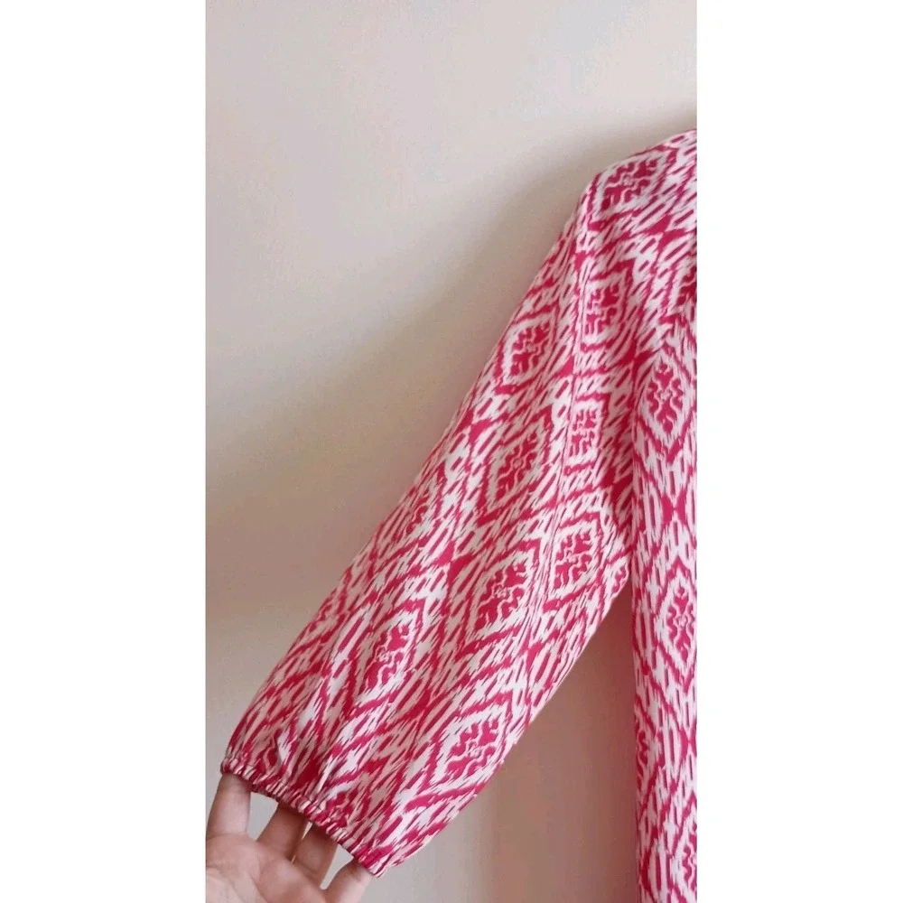 Maeve Anthropologie Ikat Print Smocked Neck Button‎ Front Dress Tunic S Boho - Picture 3 of 12